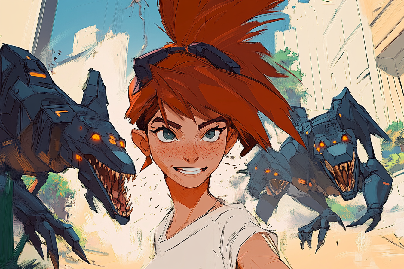 FusionGirl battle scene concept art